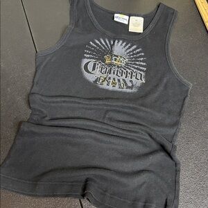 Y2K Retro Corona Extra Black Sleeveless Ribbed Top XL